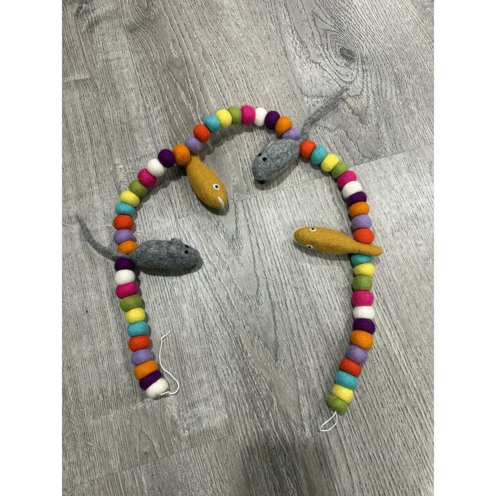 Felted hand made Cat Toy, 100% Merino wool, Made in Nepal 3 Ft